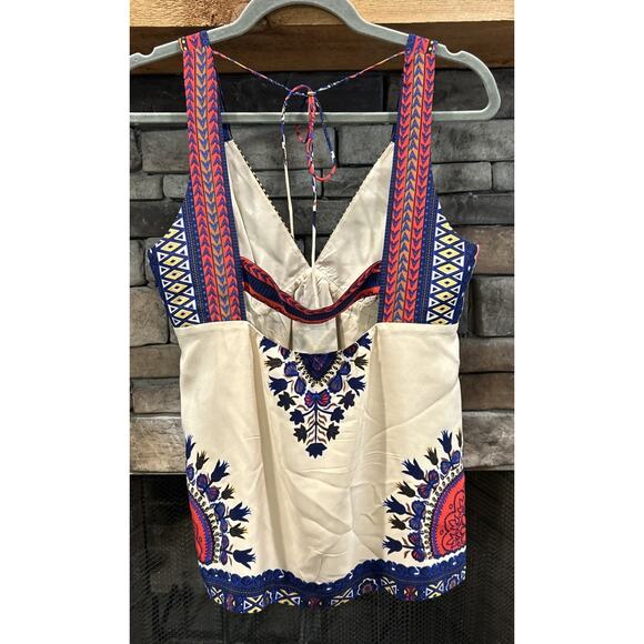 Women’s TIBI New York Floral/Mosaic Silk V Neck Halter Top Size M *B5 - Picture 3 of 4